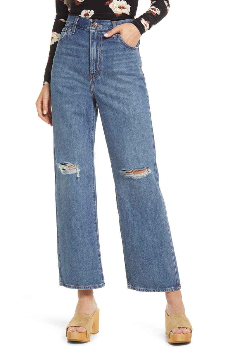 Levi's<sup>®</sup> LEVIS High Waist Wide Leg Distressed Jeans, Main, color,