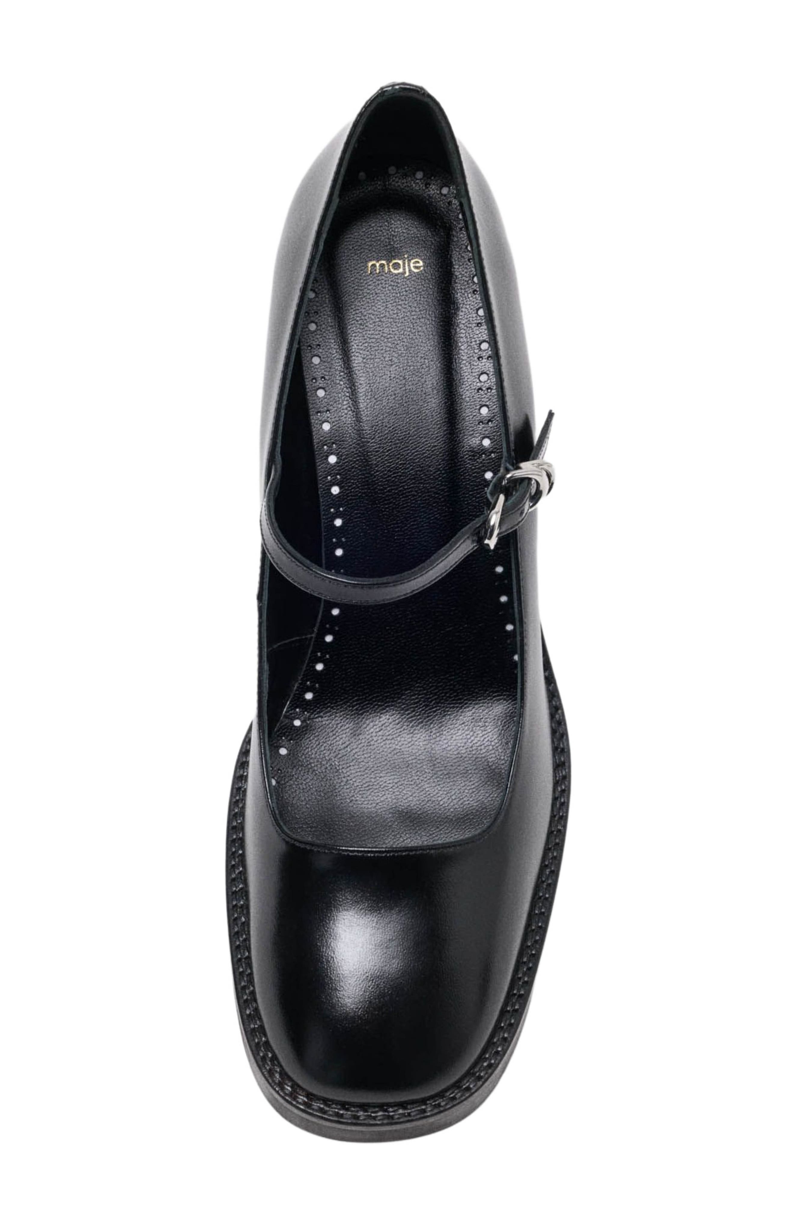 maje Leather Mary Janes, Alternate, color, Black
