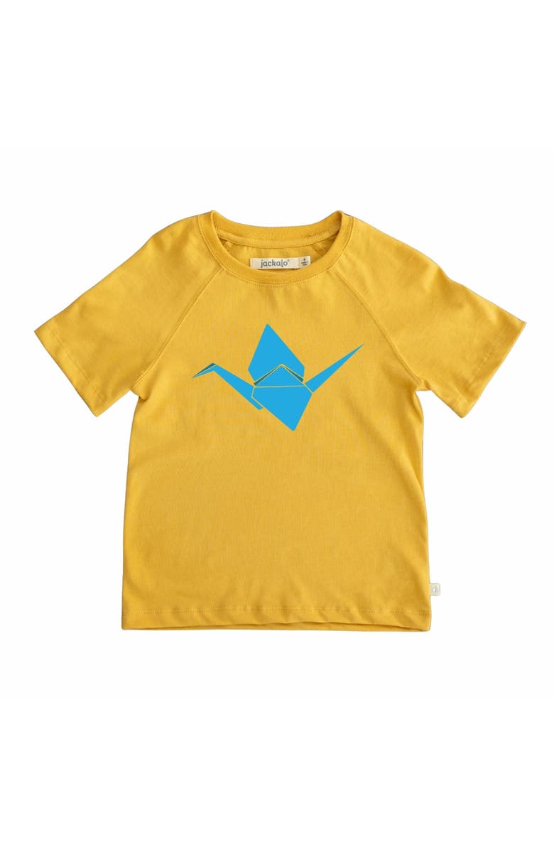 Jackalo Kids' Organic Cotton Paper Crane Graphic T-Shirt, Main, color, Ocher