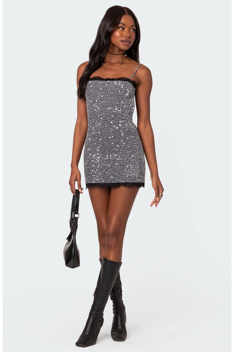 Sylvester Sequin Open Back Minidress, Alternate, color, SILVER