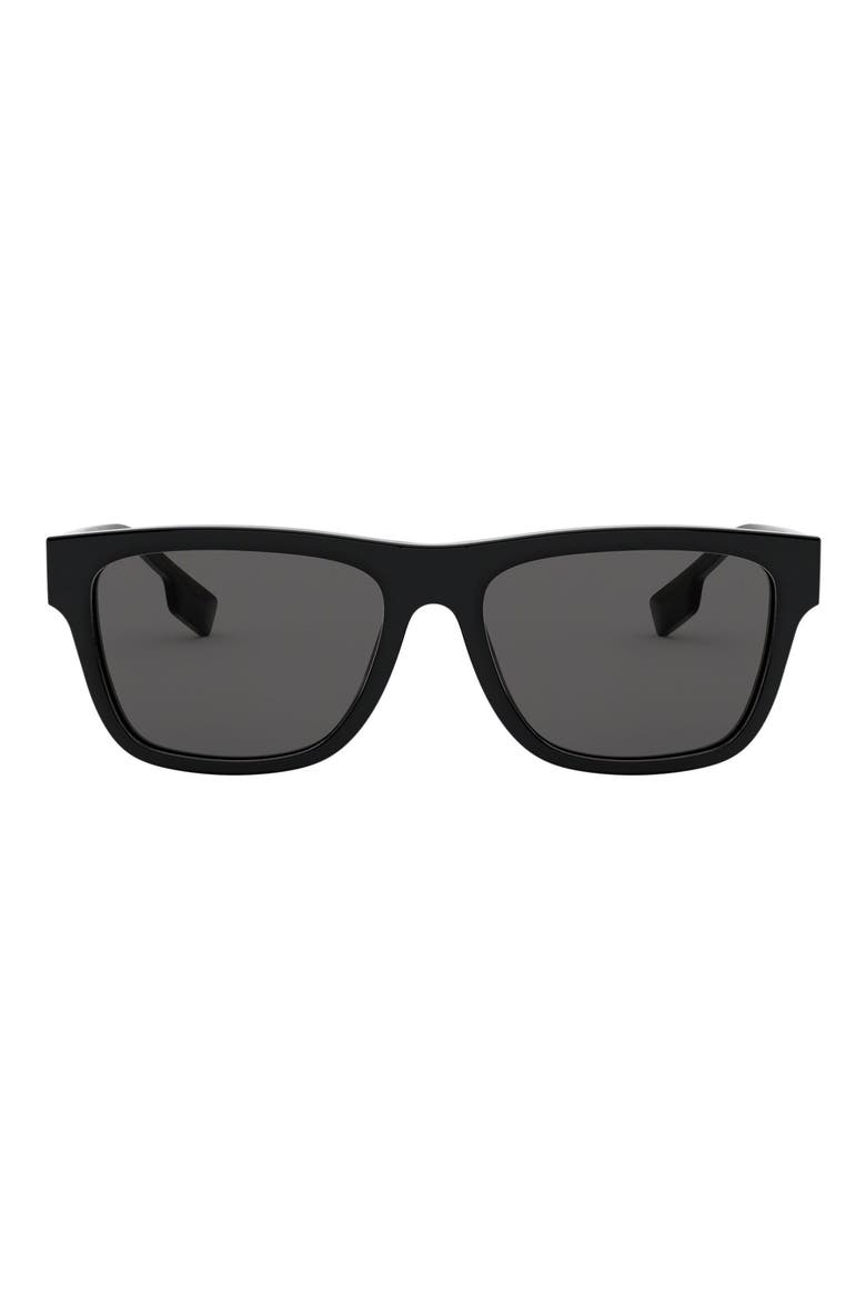 56mm Rectangular Sunglasses, Main, color, BLACK