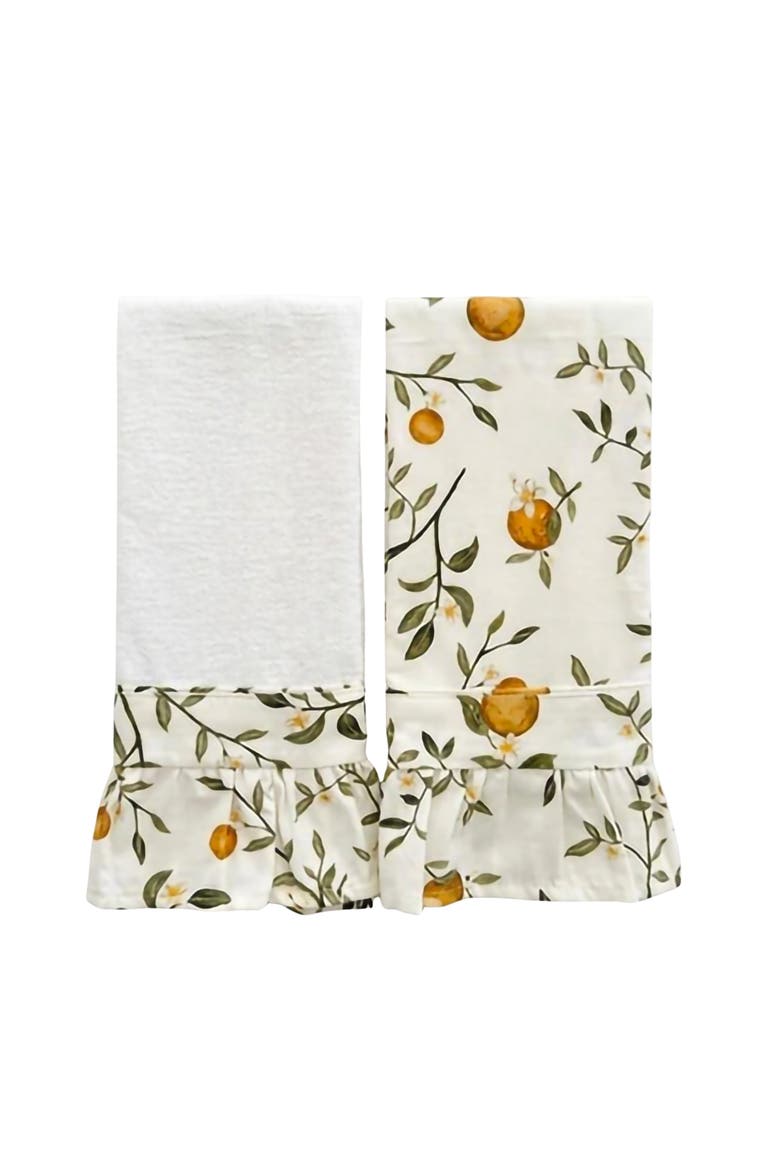 Valencia Ruffled Kitchen Towels - Set of 2, Main, color, White
