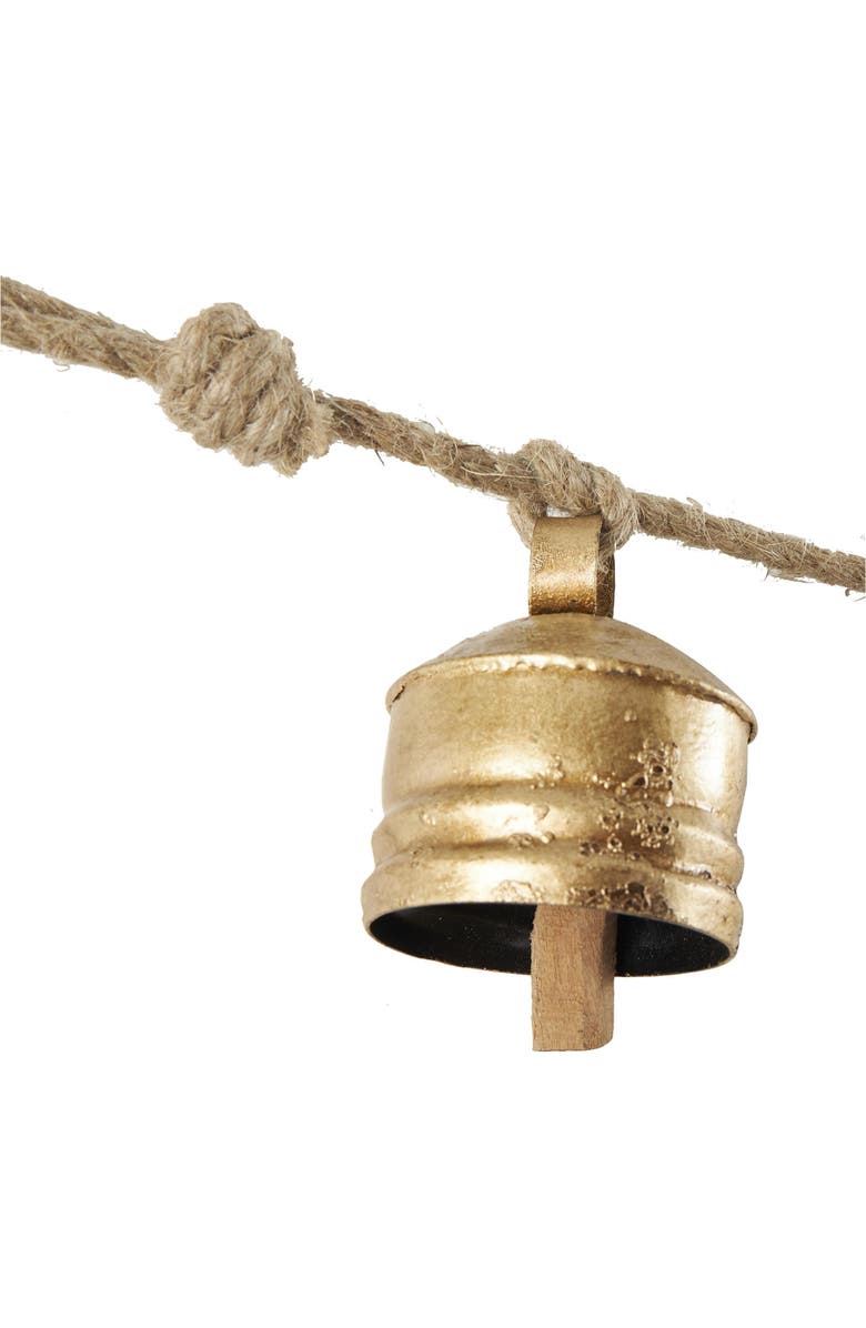 WILLOW ROW Bohemian Metal Cow Bell Garland, Alternate, color, Gold