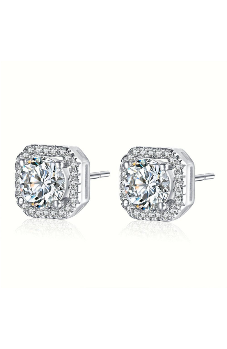 DLORIA Katlyn Crystal Stud Earrings, Main, color, Silver