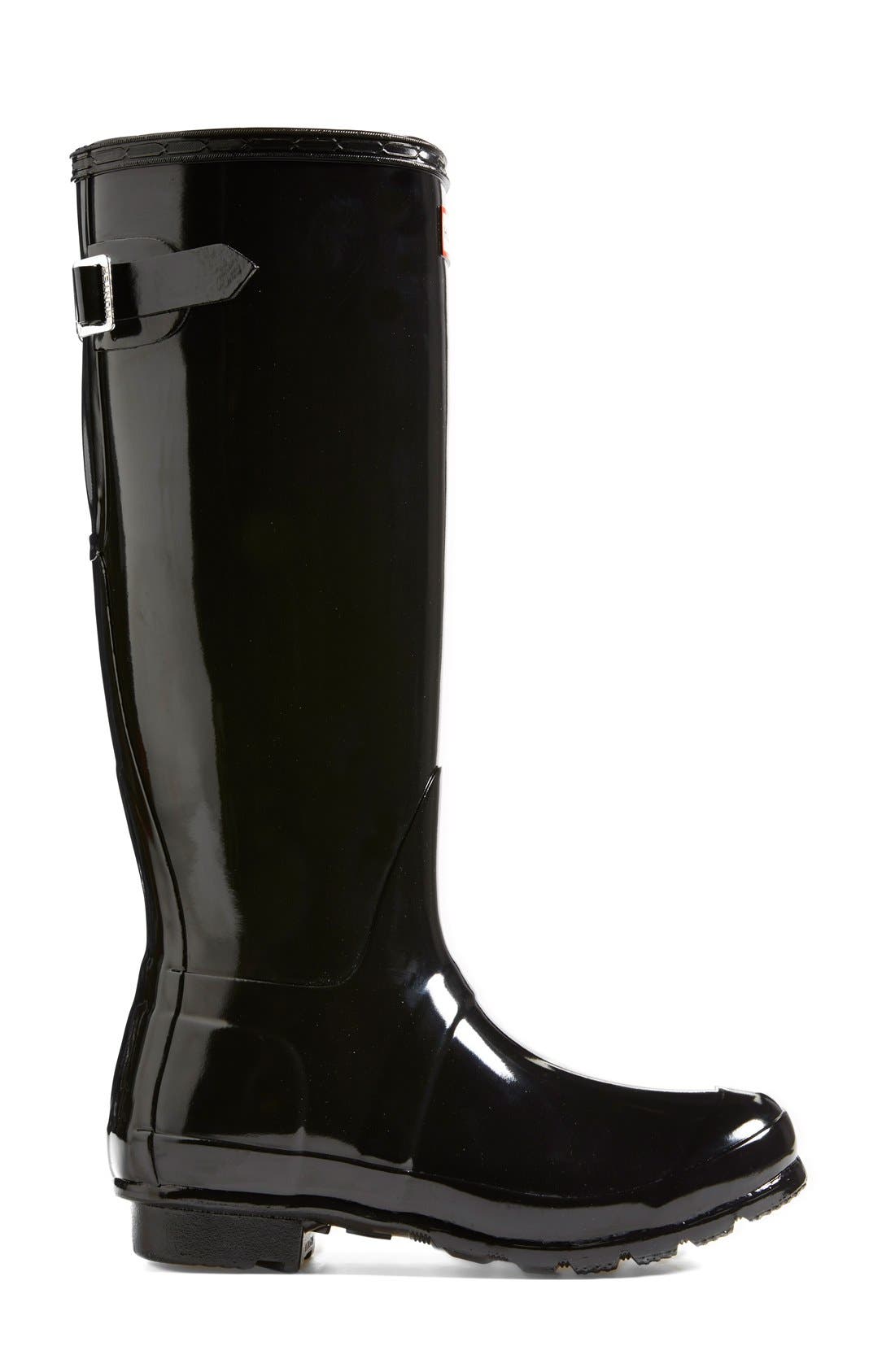Hunter Adjustable Back Gloss Waterproof Rain Boot, Alternate, color, 