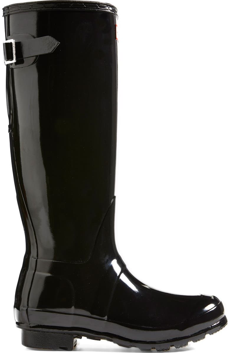 Hunter Adjustable Back Gloss Waterproof Rain Boot, Alternate, color,