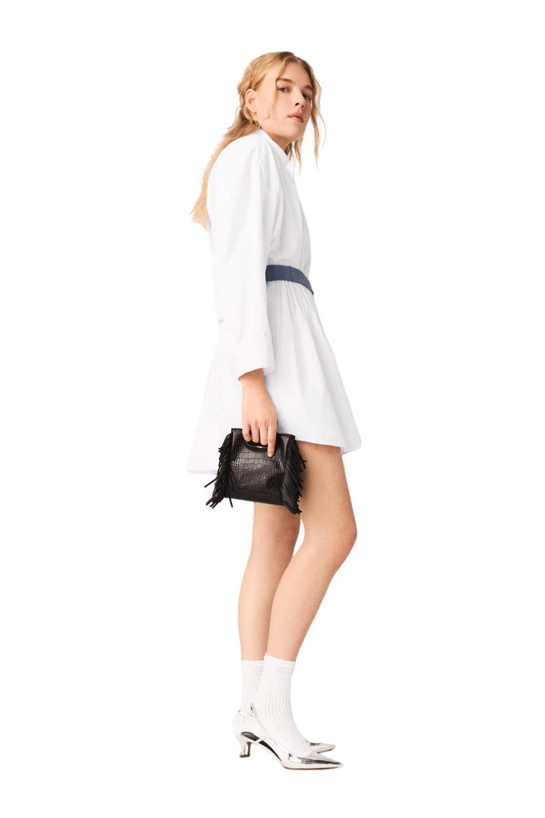 Shirt dress with contrast belt, Alternate, color, White