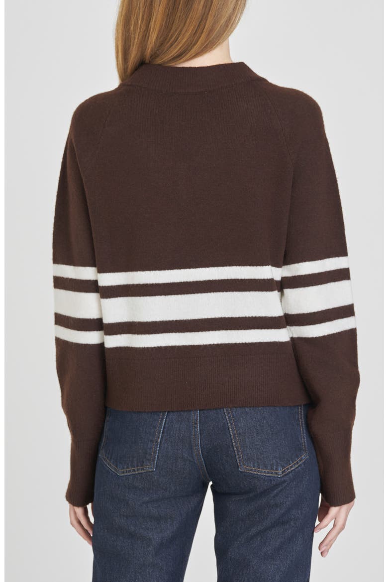 Resse Placed Stripe V-Neck Sweater, Alternate, color, ESPRESSO