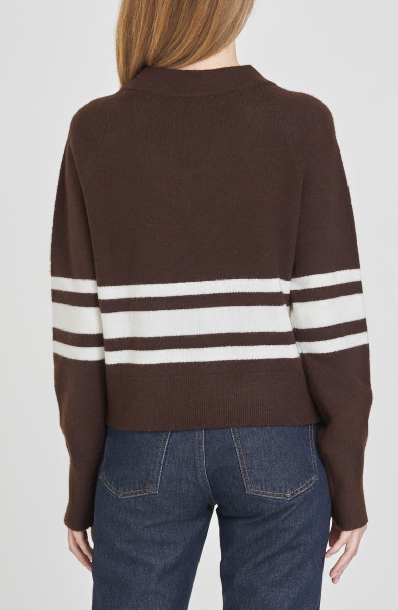 WAYF Resse Placed Stripe V-Neck Sweater, Alternate, color, Espresso