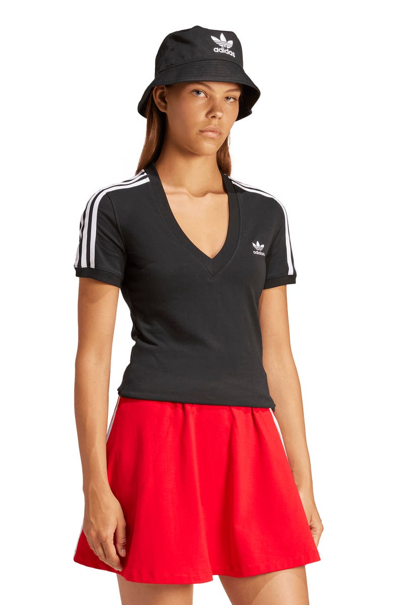 adidas Adicolor 3-Stripes V-Neck T-Shirt, Alternate, color, 