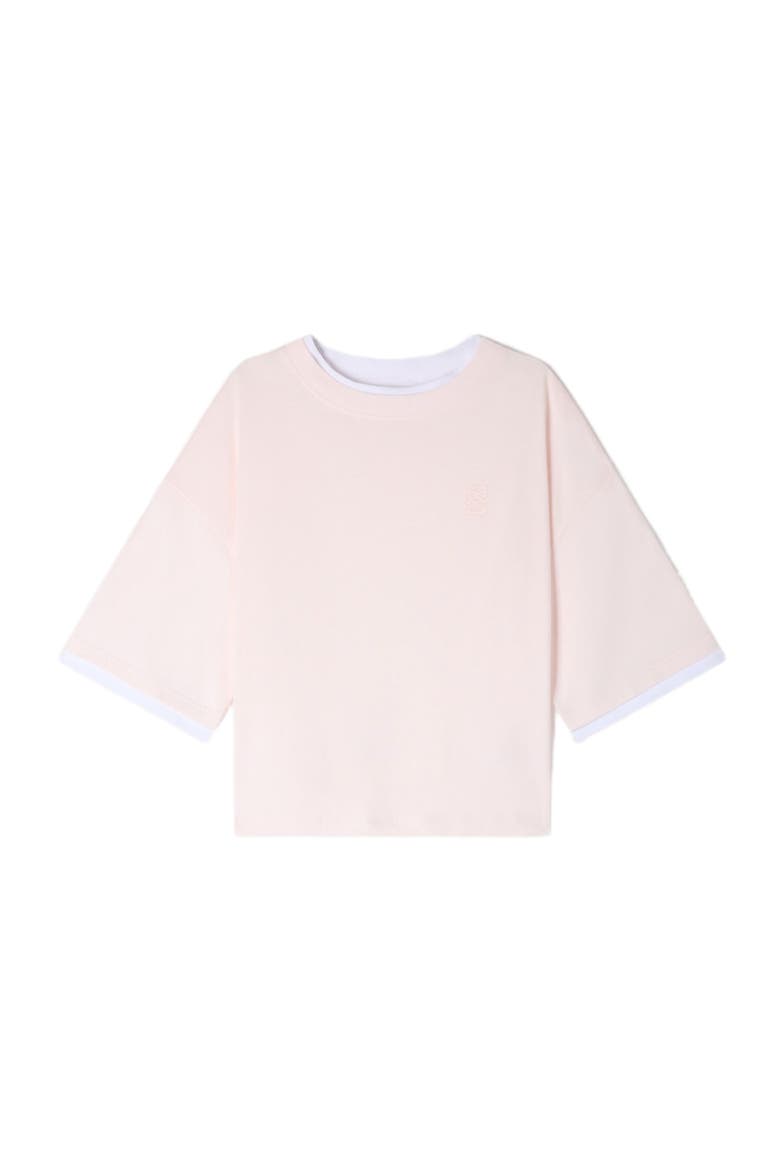 Embroidered logo cotton T-shirt, Alternate, color, Light pink