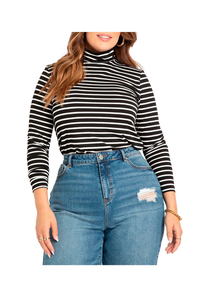Layering Turtleneck, Main, color, BLACK WHITE STRIPE