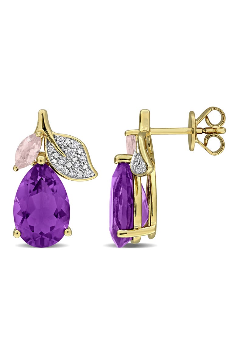 Julianna B. Amethyst & Diamond Drop Earrings Plated Silver, Main, color, Amethyst