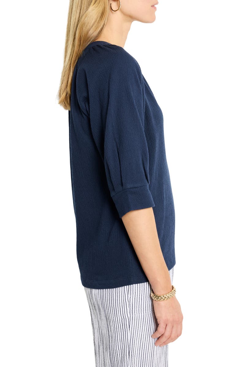 NIC+ZOE Elbow Sleeve Split Neck Top, Alternate, color, Dark Indigo