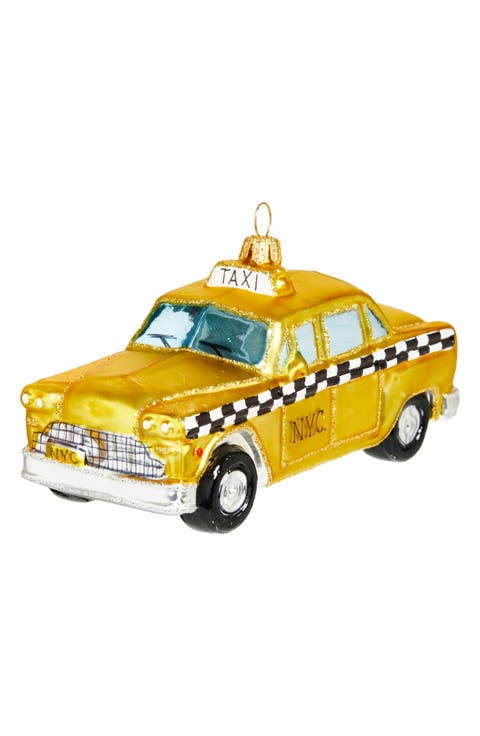 NYC Taxi Cab Glass Ornament