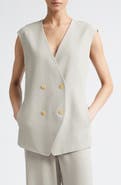 Lafayette 148 New York Grid Plaid Crepe Double Breasted Vest