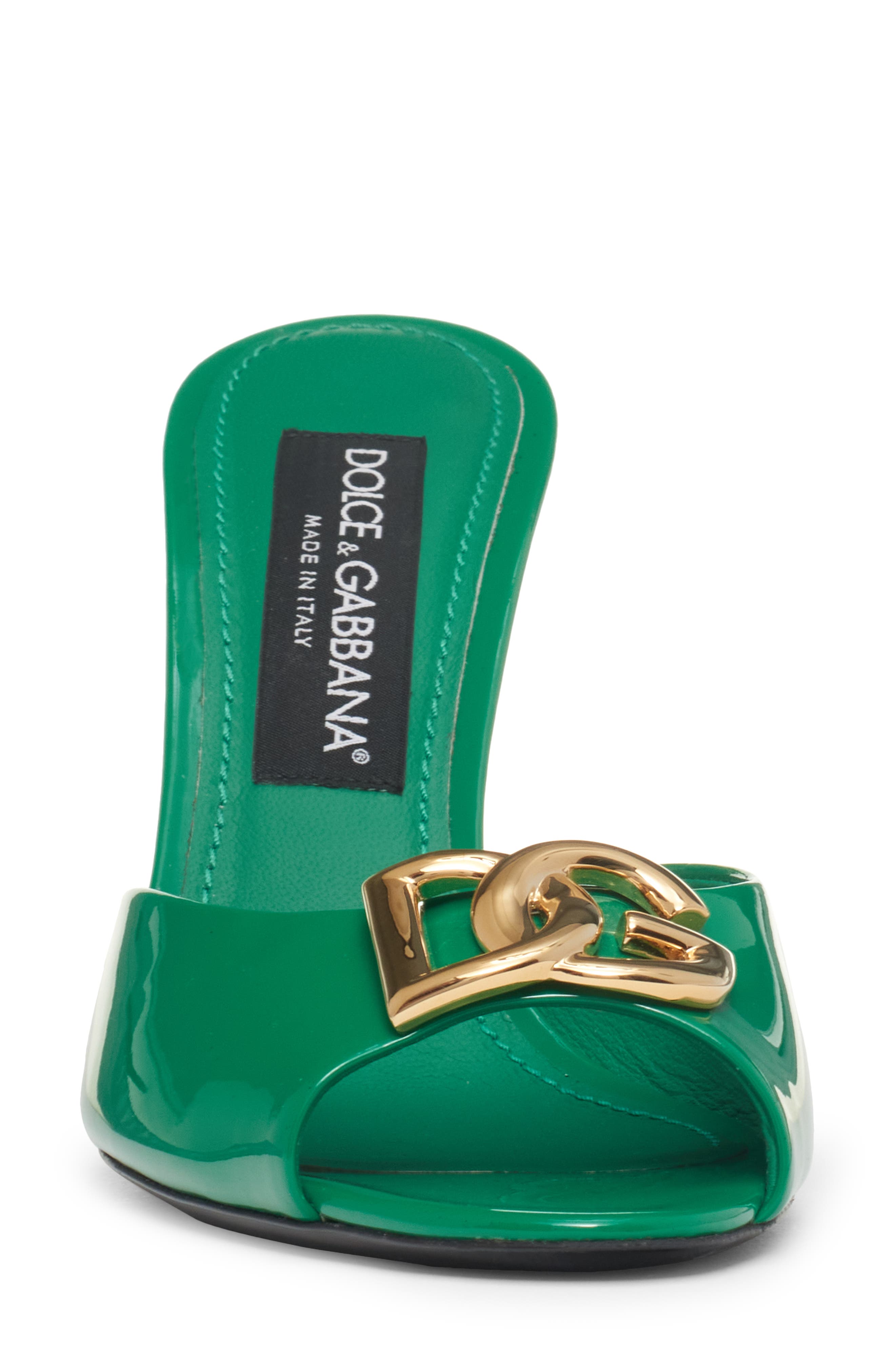 Dolce&Gabbana DG Logo Patent Slide Sandal, Alternate, color, 