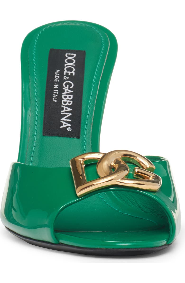 Dolce&Gabbana DG Logo Patent Slide Sandal, Alternate, color,