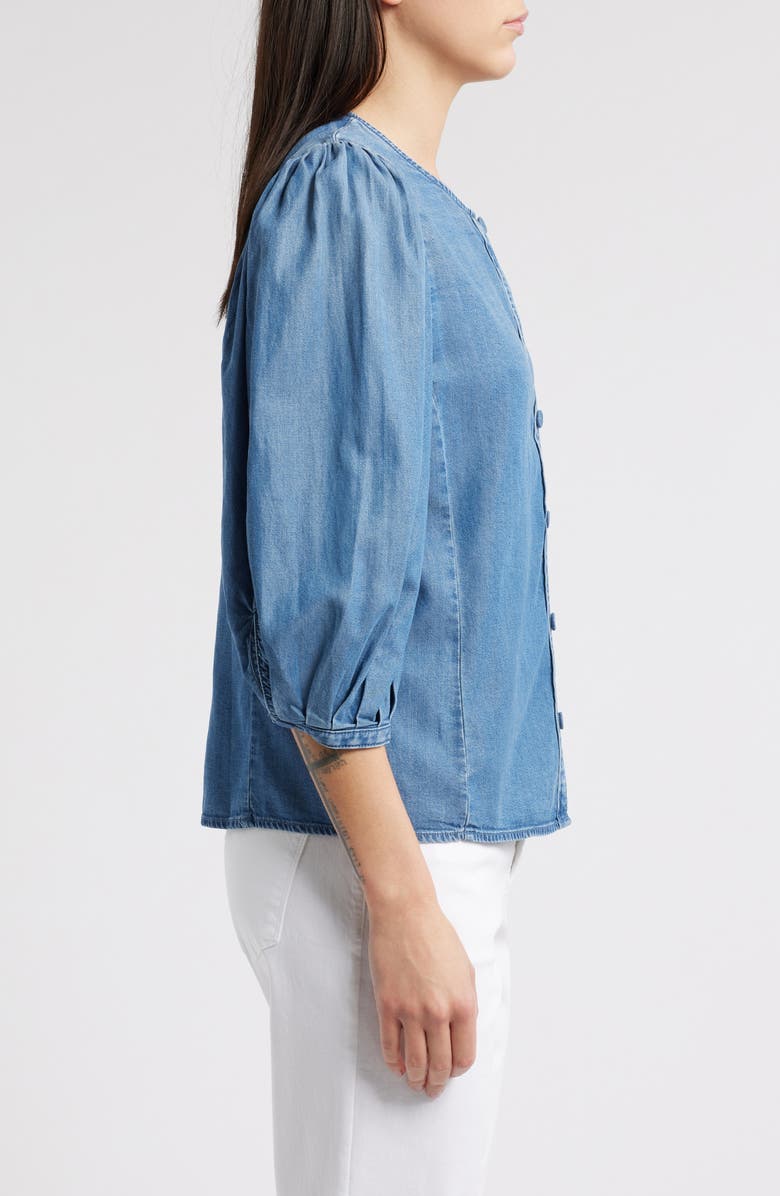 Madewell Puff Sleeve Denim Button-Up Top, Alternate, color, Kennebec Wash