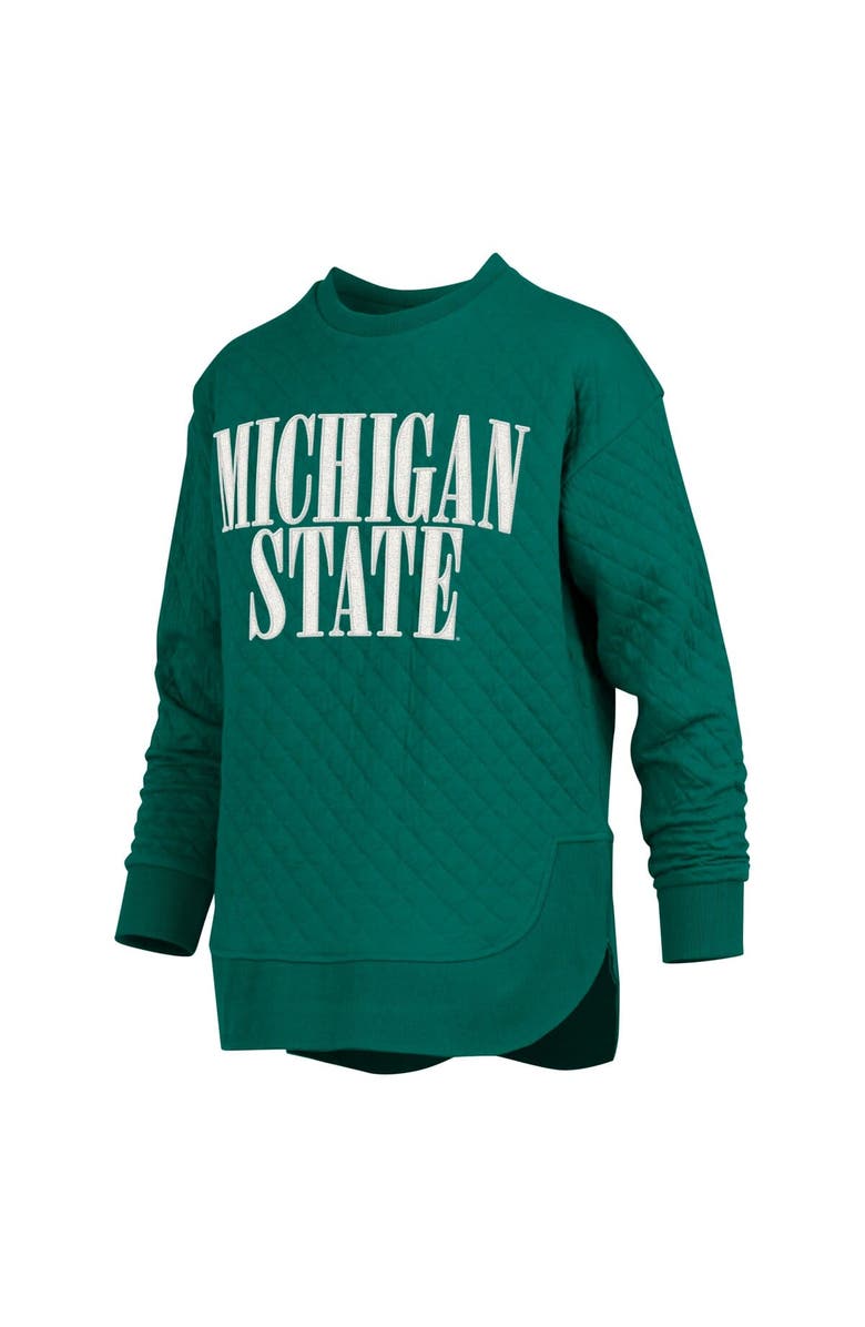 PRESSBOX Women's Pressbox Green Michigan State Spartans Quilted Long Sleeve Pullover Sweatshirt, Alternate, color, Green