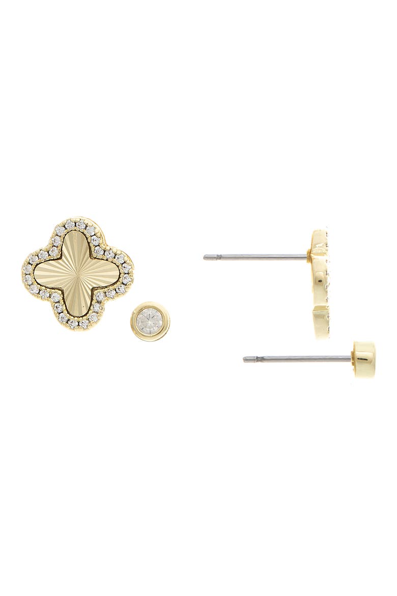 Set of 2 Cubic Zirconia Stud Earrings, Main, color, GOLD / CZ
