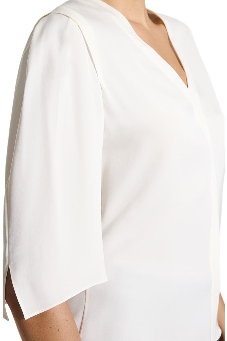 Round Sleeve Silk Button-Up Top, Alternate, color, IVORY