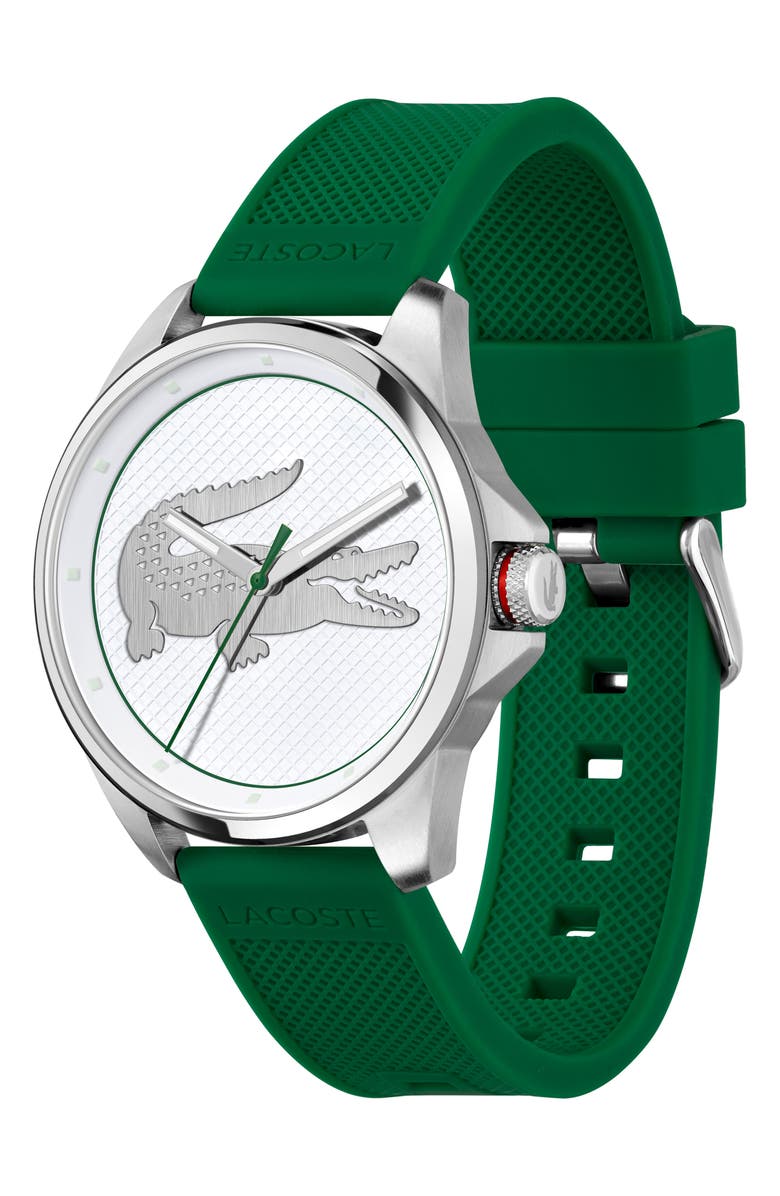 Lacoste Le Croc Silicone Strap Watch, 43mm, Alternate, color, White