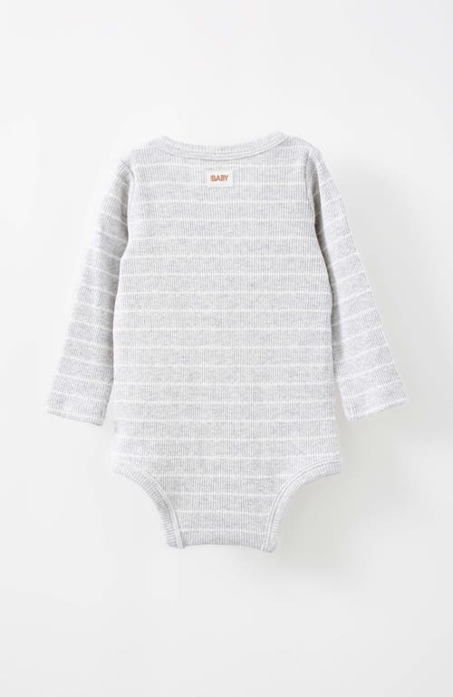Shop Cotton On Kids Organic Pointelle Long Sleeve Bubbysuit In Cloud Marle Milk Stripe