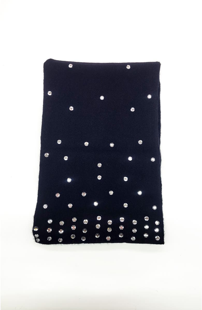 Portolano Cashmere embellished scarf, Alternate, color, Black