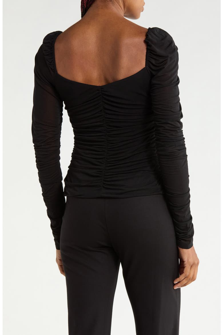 Princess Ruched Long Sleeve Top, Alternate, color, BLACK