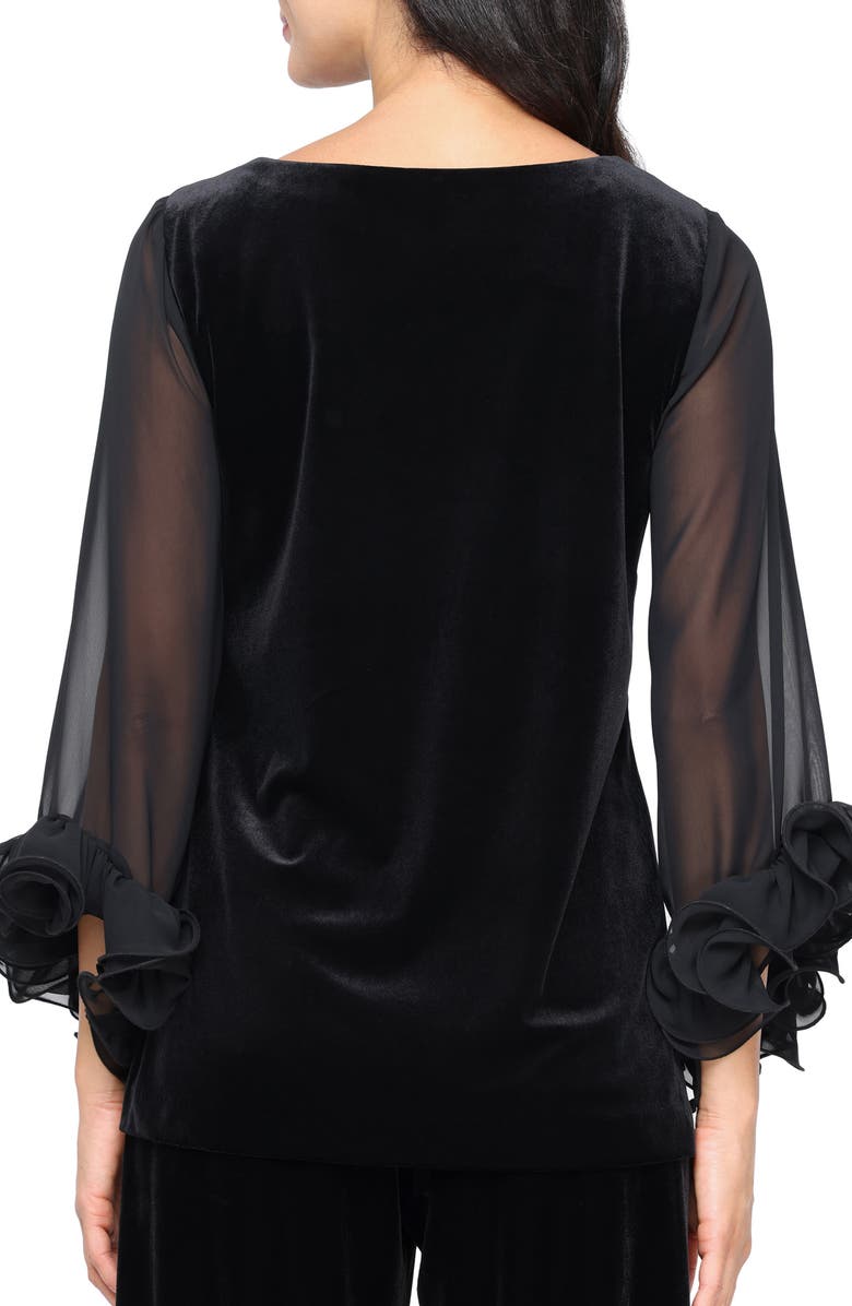 Alex Evenings Stretch Velvet Top, Alternate, color, Black