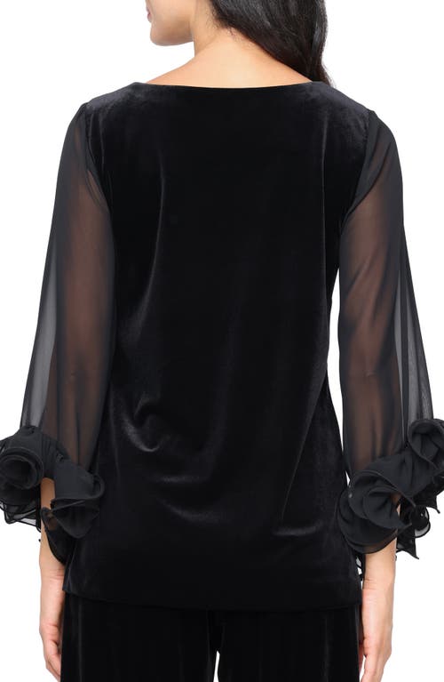 Alex Evenings Stretch Velvet Top In Black