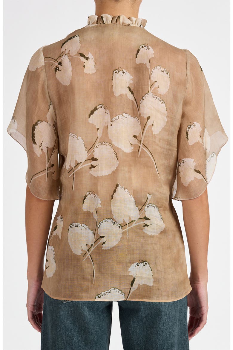 Guita Flutter Sleeve Blouse in Floral Voile, Alternate, color, Chai