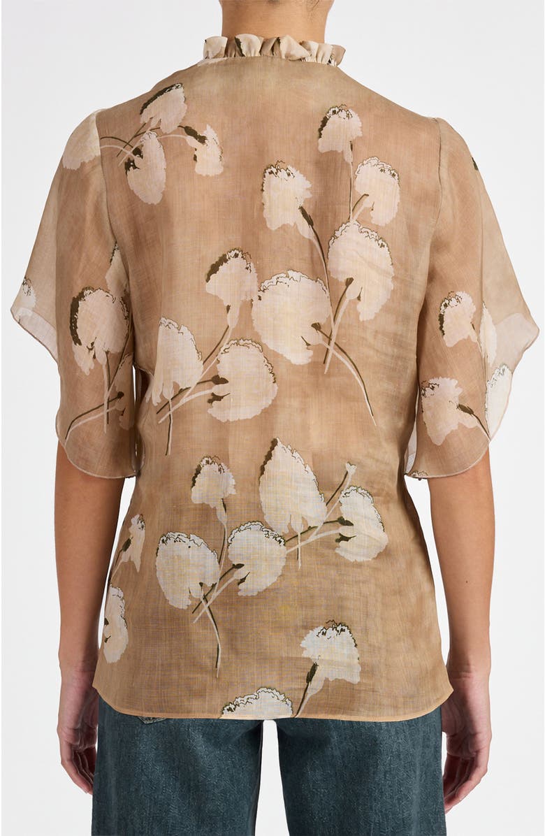 Santorelli Guita Flutter Sleeve Blouse in Floral Voile, Alternate, color, Chai