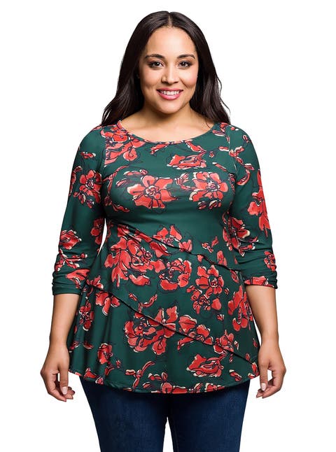 Curvy Essential Three Quarter Sleeve Tunic Top