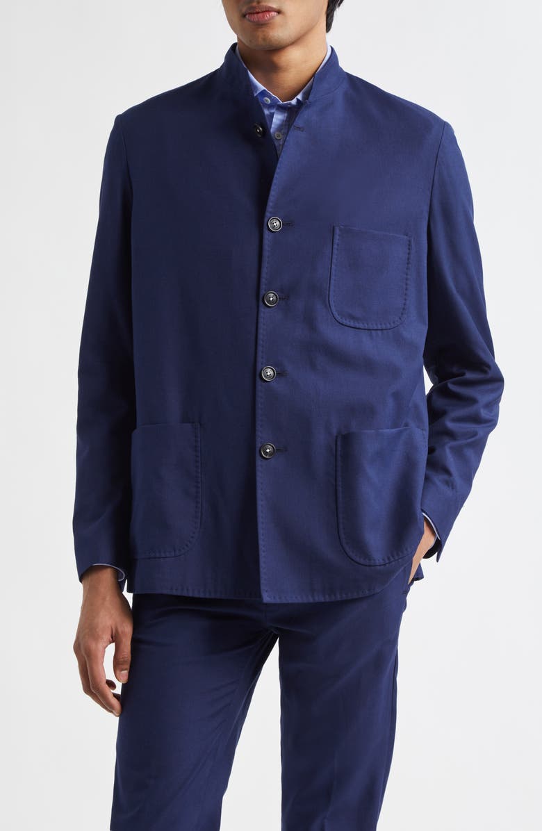 Massimo Alba Mandarin Collar Smoking Jacket, Main, color, Dark Blue