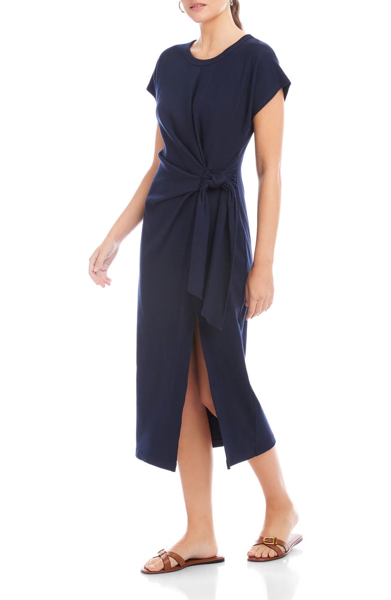 FIFTEEN TWENTY Marissa Side Knot Midi Dress, Alternate, color, Navy