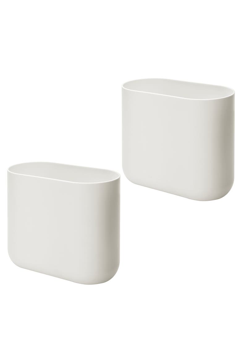 Small Slim Plastic Bathroom Trash Can, 2-Pack, Coconut White, Main, color, Coconut White