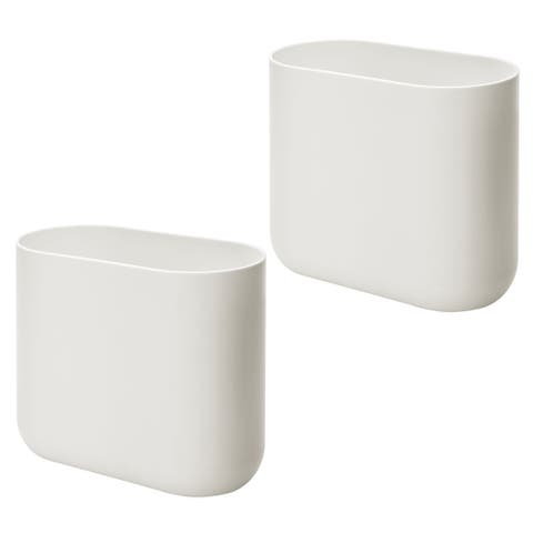 Small Slim Plastic Bathroom Trash Can, 2-Pack, Coconut White