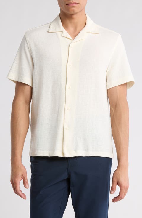 Relaxed Fit Textured Camp Shirt