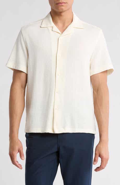 DENIM AND FLOWER Relaxed Fit Textured Camp Shirt