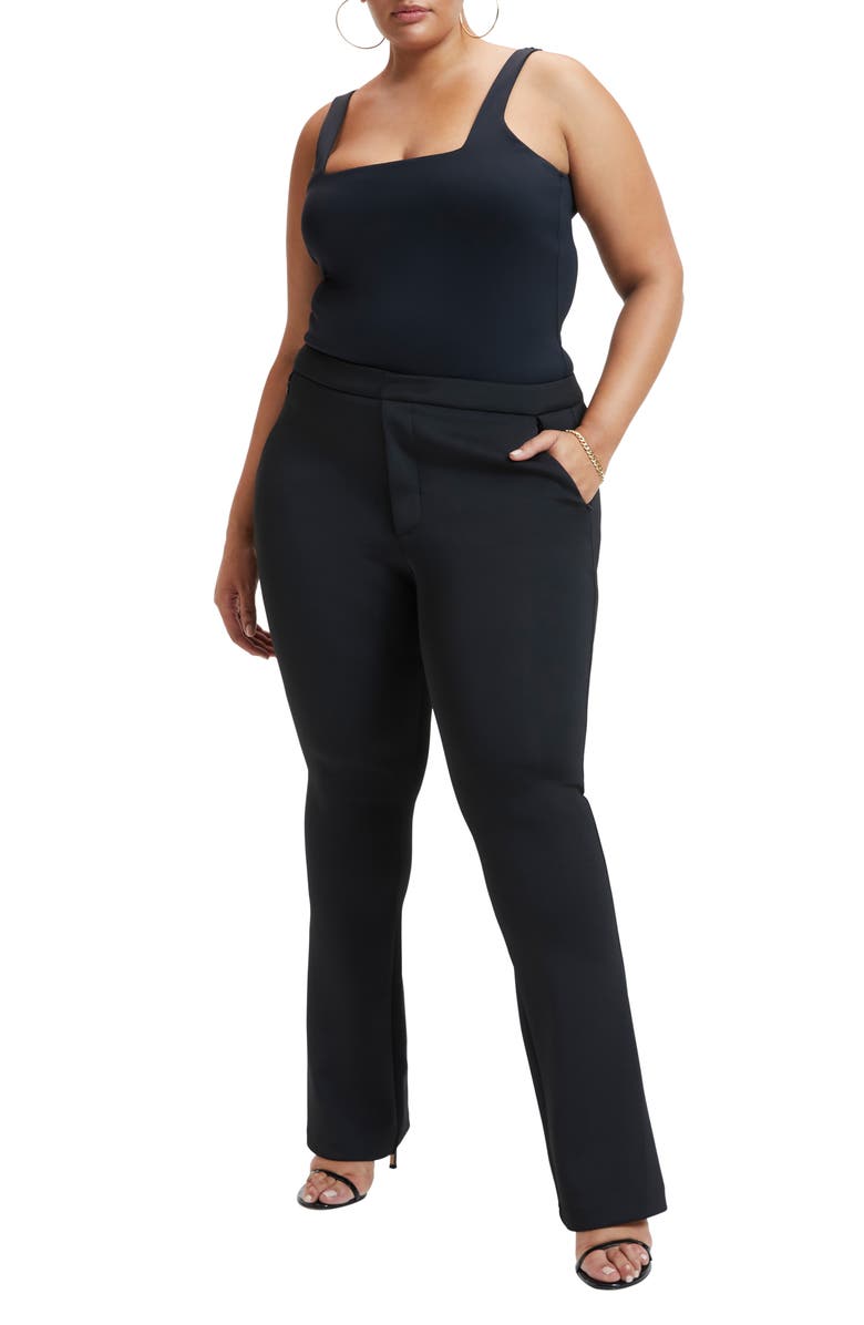 Good American Scuba Knit Bootcut Trousers, Alternate, color, Black001