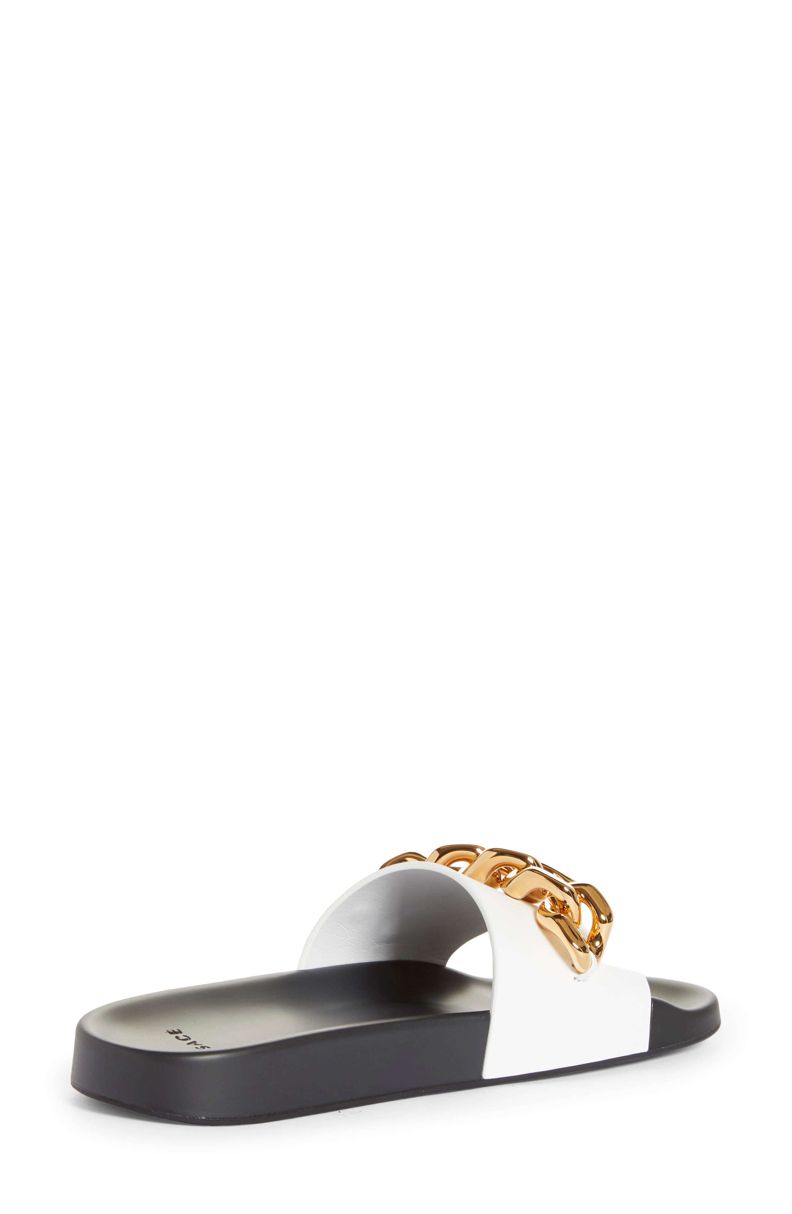 Medusa Chain Slide Sandal, Alternate, color, WHITE/ BLACK/ GOLD