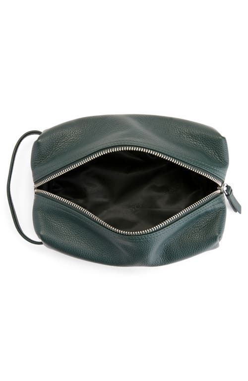 Royce New York Compact Leather Toiletry Bag In Dark Green