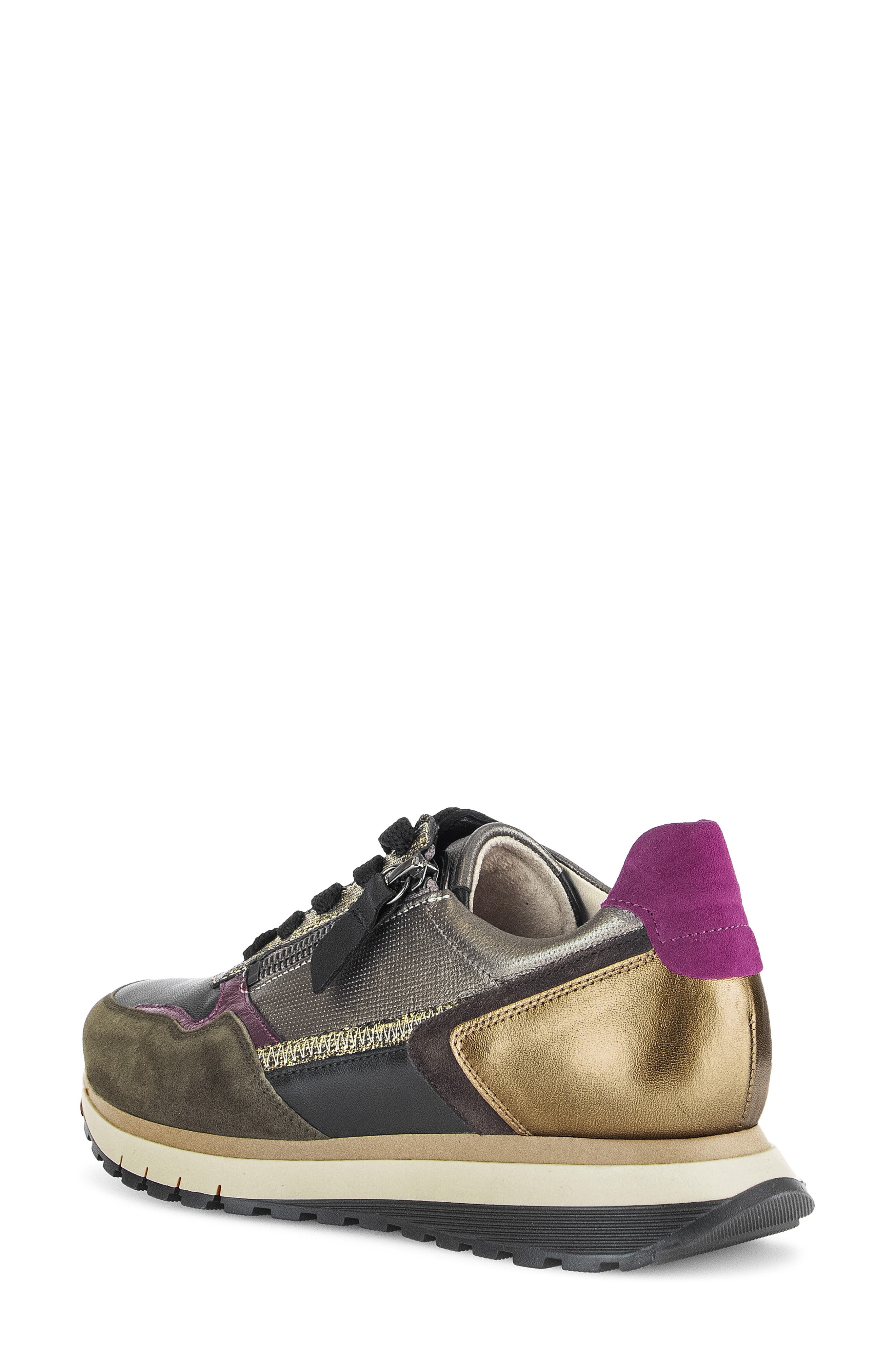 Gabor Leather Zip Sneaker, Alternate, color, Gold