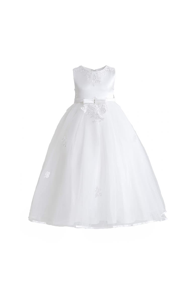 Azalina Satin Tulle Dress, Main, color, White