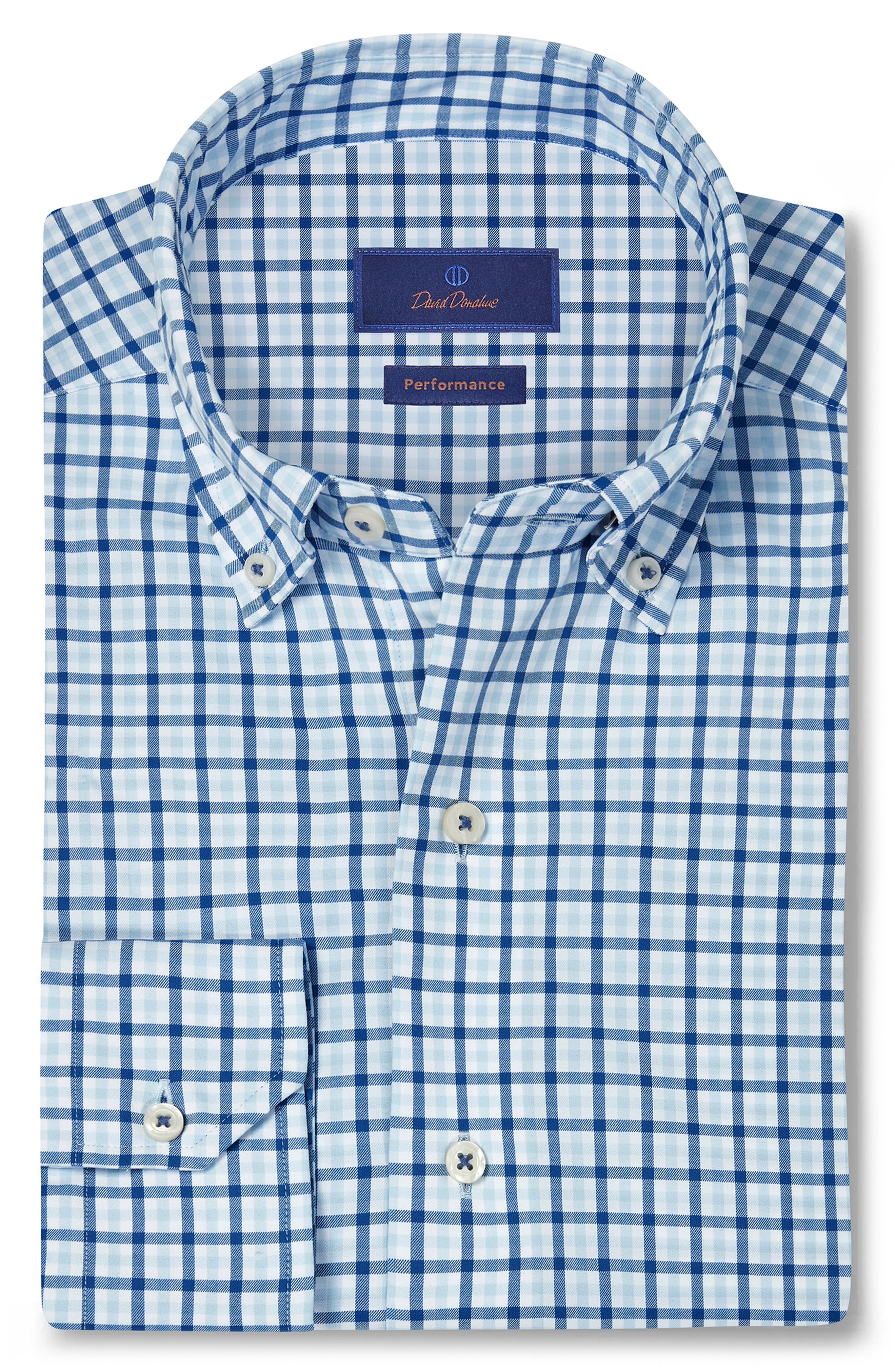 David Donahue Performance Plaid Sport Shirt