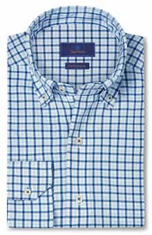 David Donahue Performance Plaid Sport Shirt