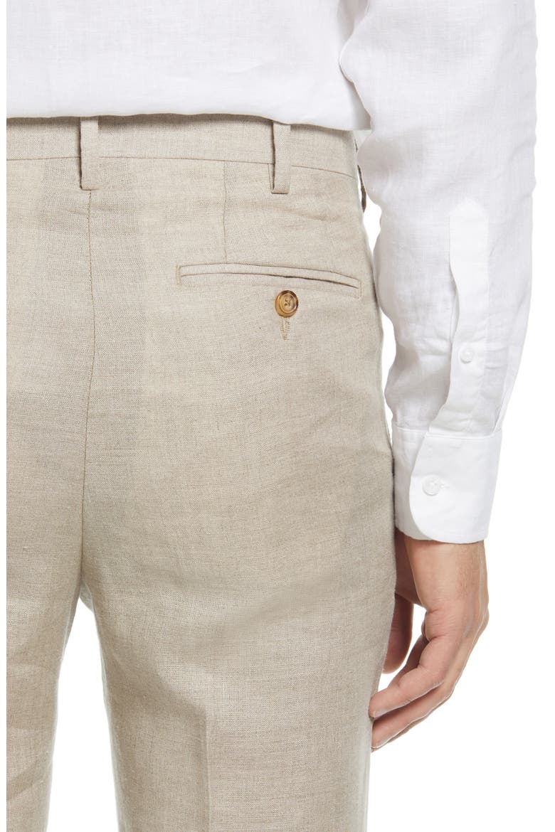 Men's Flat Front Linen Dress Pants, Alternate, color, NATURAL