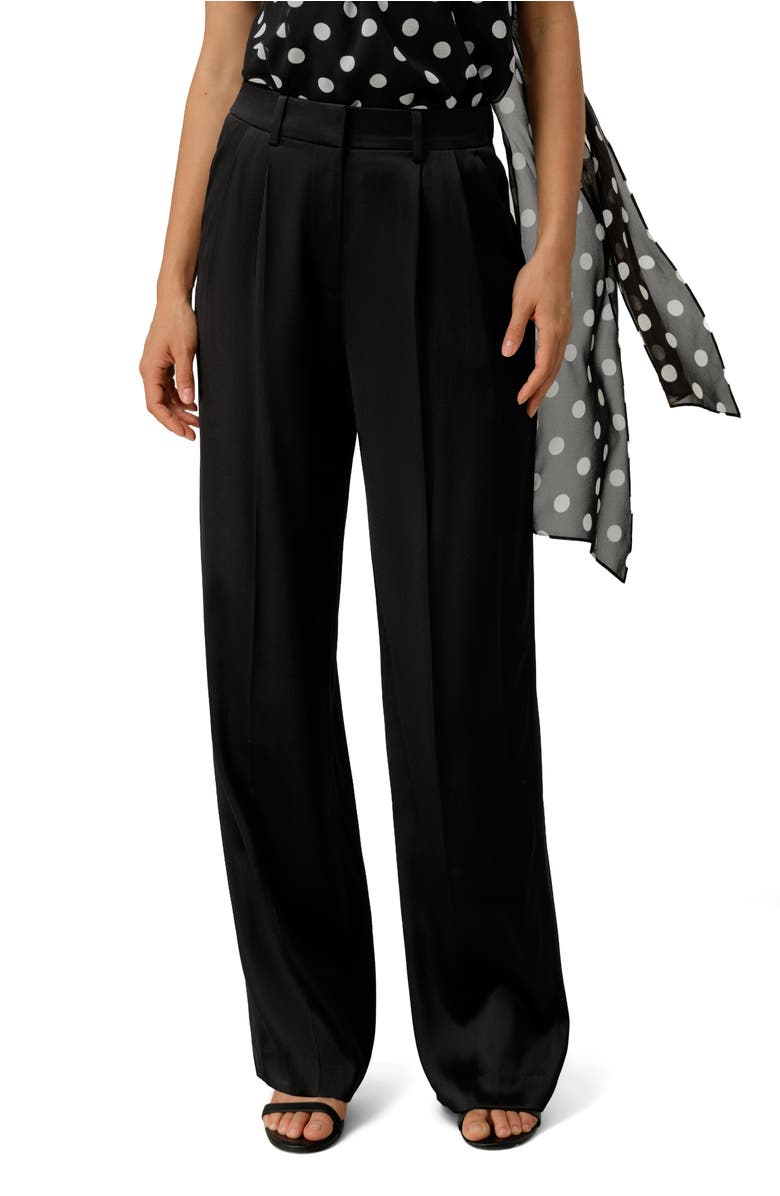 Lilysilk Double Faced Charmeuse Silk Straight Leg Pants, Main, color, Black